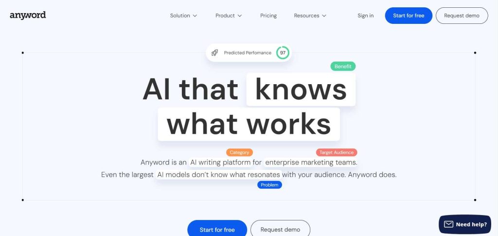 Anyword — AI Website Copywriter