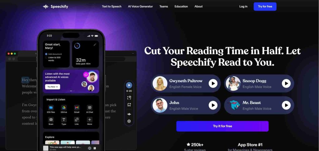 Speechify — AI-Powered Text-to-Speech