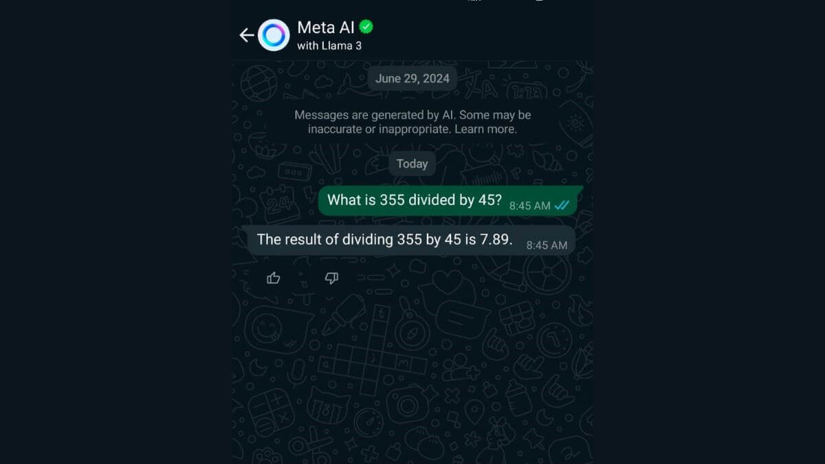 WhatsApp's Meta AI How To Solve Math Questions In Just 1 Minute