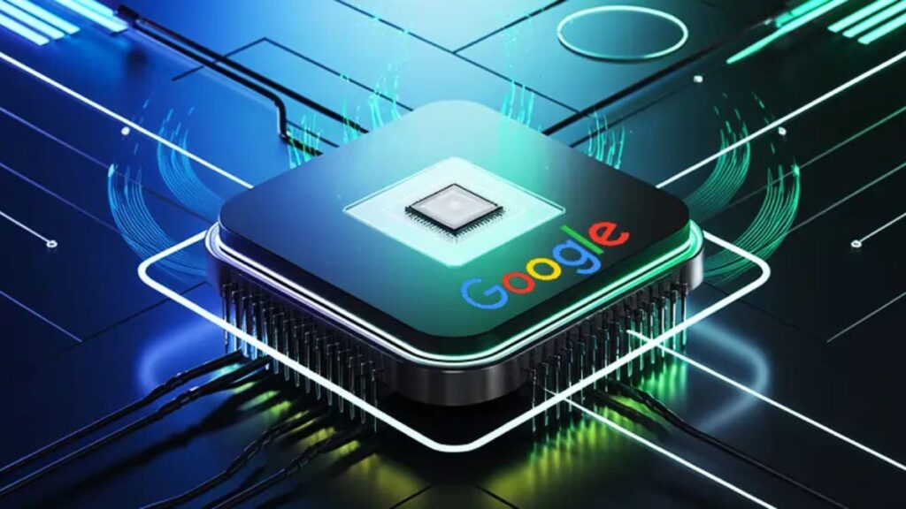 futuristic quantum chip in a high-tech laboratory environment