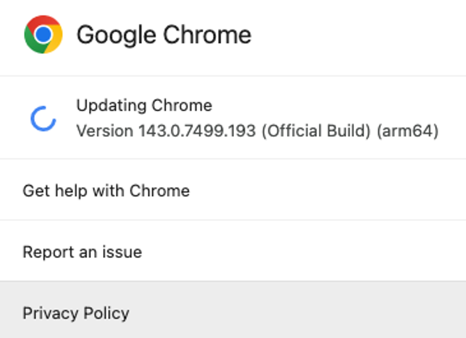 Update Chrome 