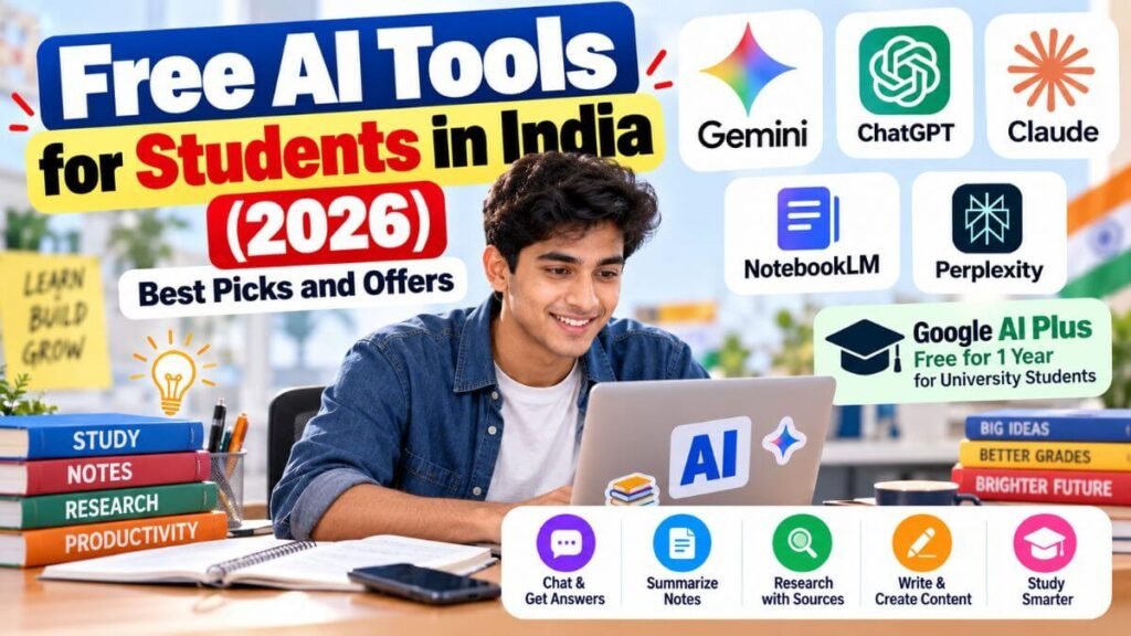 Free AI Tools for Students in India (2026): Best Picks and Offers Free AI Tools for Students in India